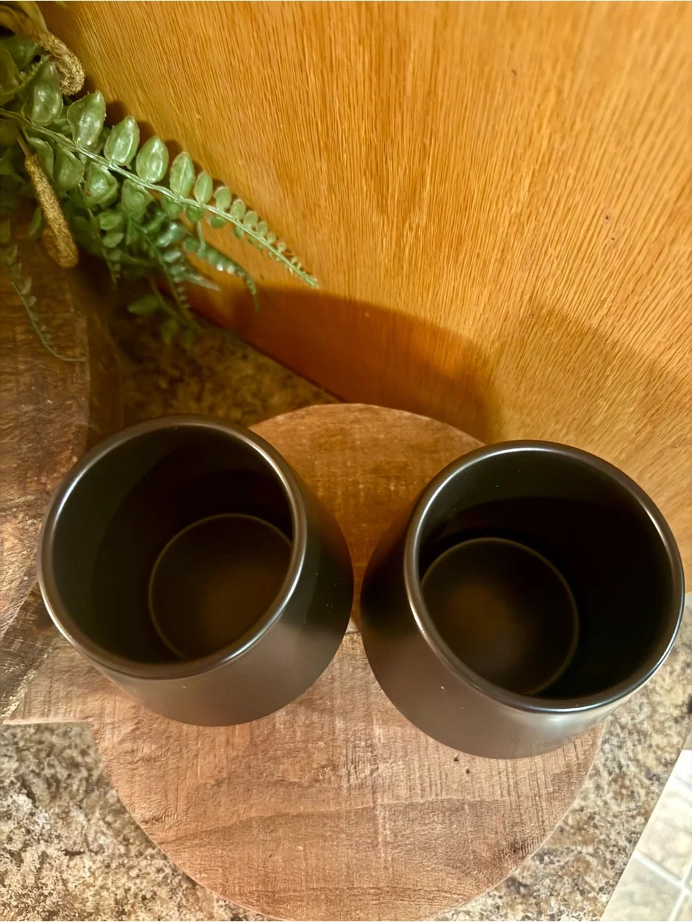 Fellow Joey Double Wall Ceramic Mugs Pair - Matte Black Copper Bottom